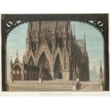 After Karl Friedrich Schinkel (German 1781-1841) The Cathedral at Reims; Gothic hall overlooking
