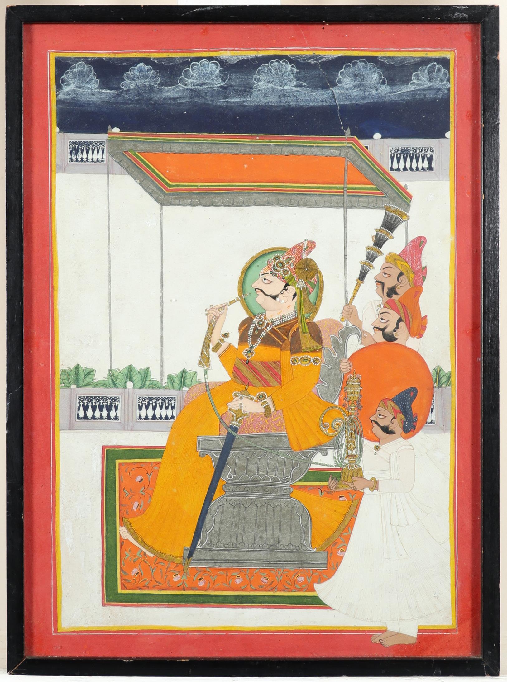 Indian School Portrait of a Rajasthani maharajah Gouache heightened with gilt 32.9 x 23.8cm; 13 x - Image 2 of 3