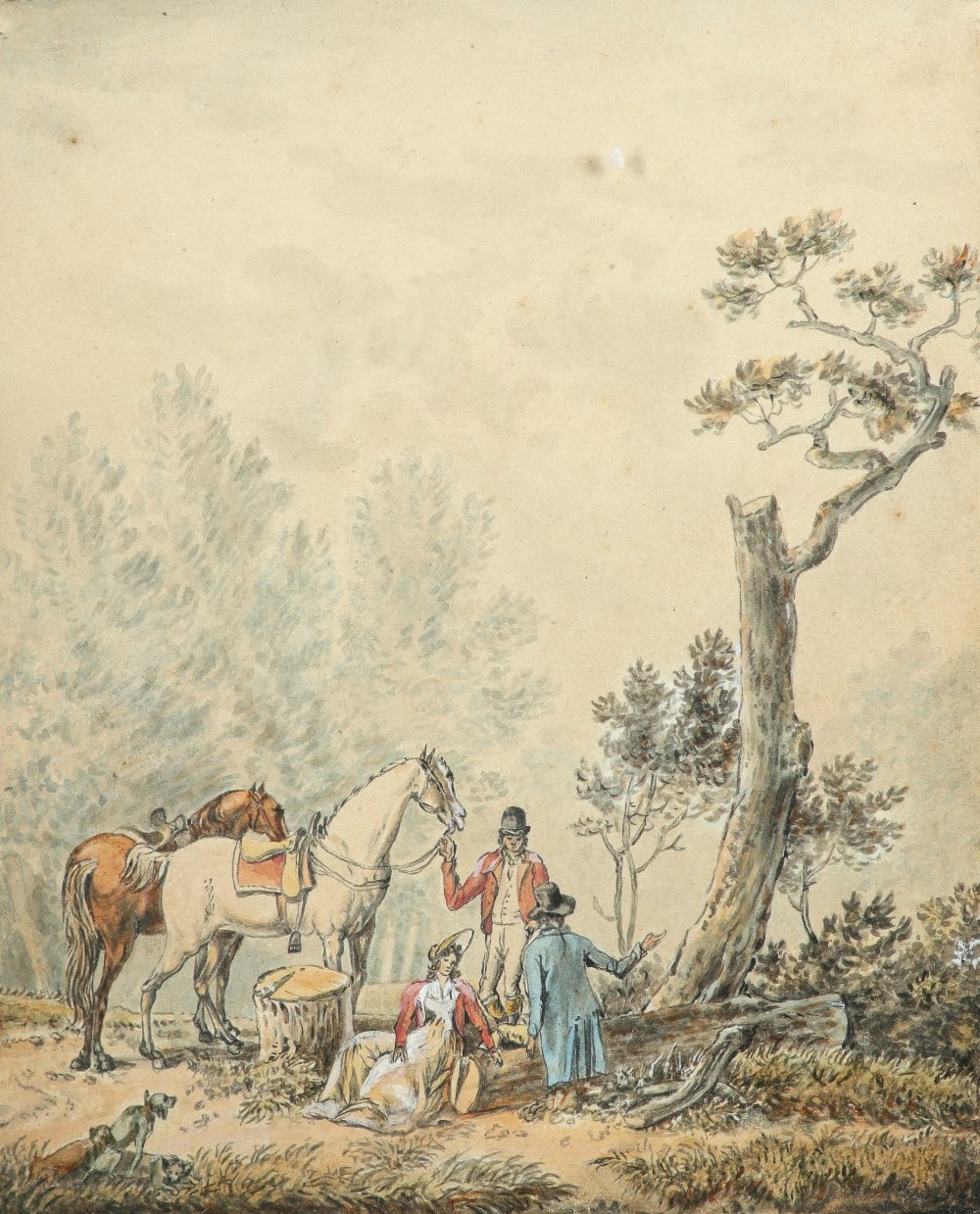 English School Early 19th Century On the hunt; Riders resting A pair, both watercolour heightened - Image 4 of 6