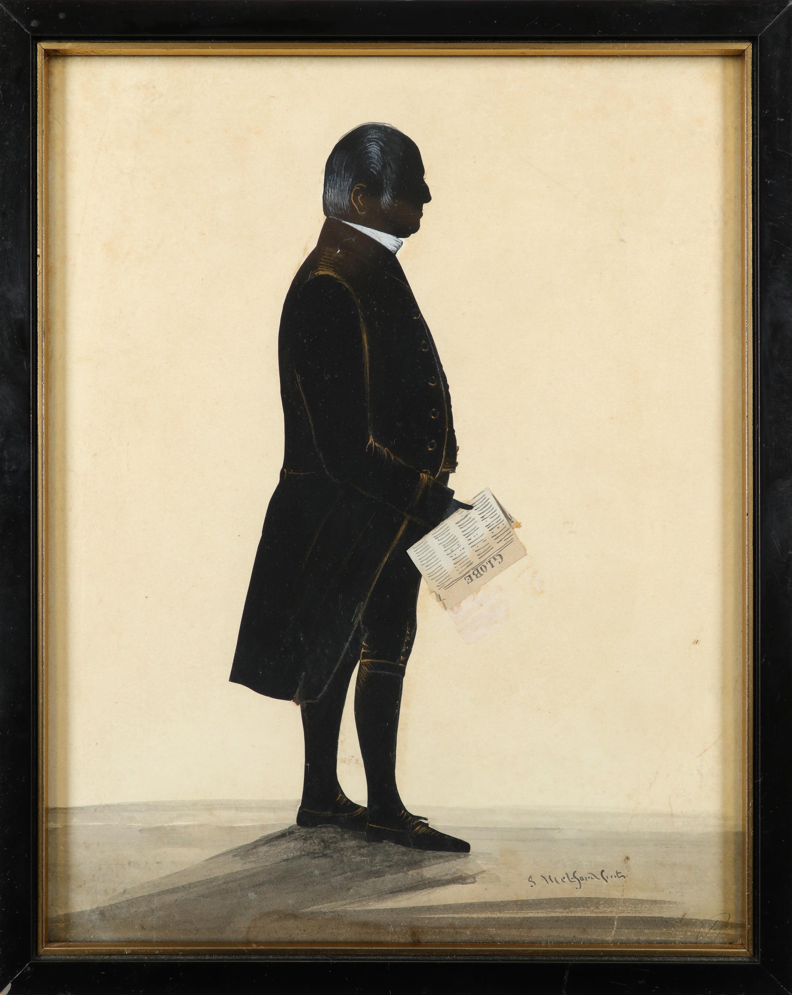 Samuel Metford (1810-1896) Silhouette of a gentleman, full-length, holding a newspaper; Silhouette - Image 3 of 12