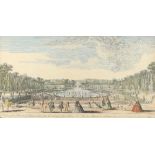 Jacques Rigaud (French 1680-1754) A View of the Bason of Latona Hand-coloured engraving 23.8 x 46.