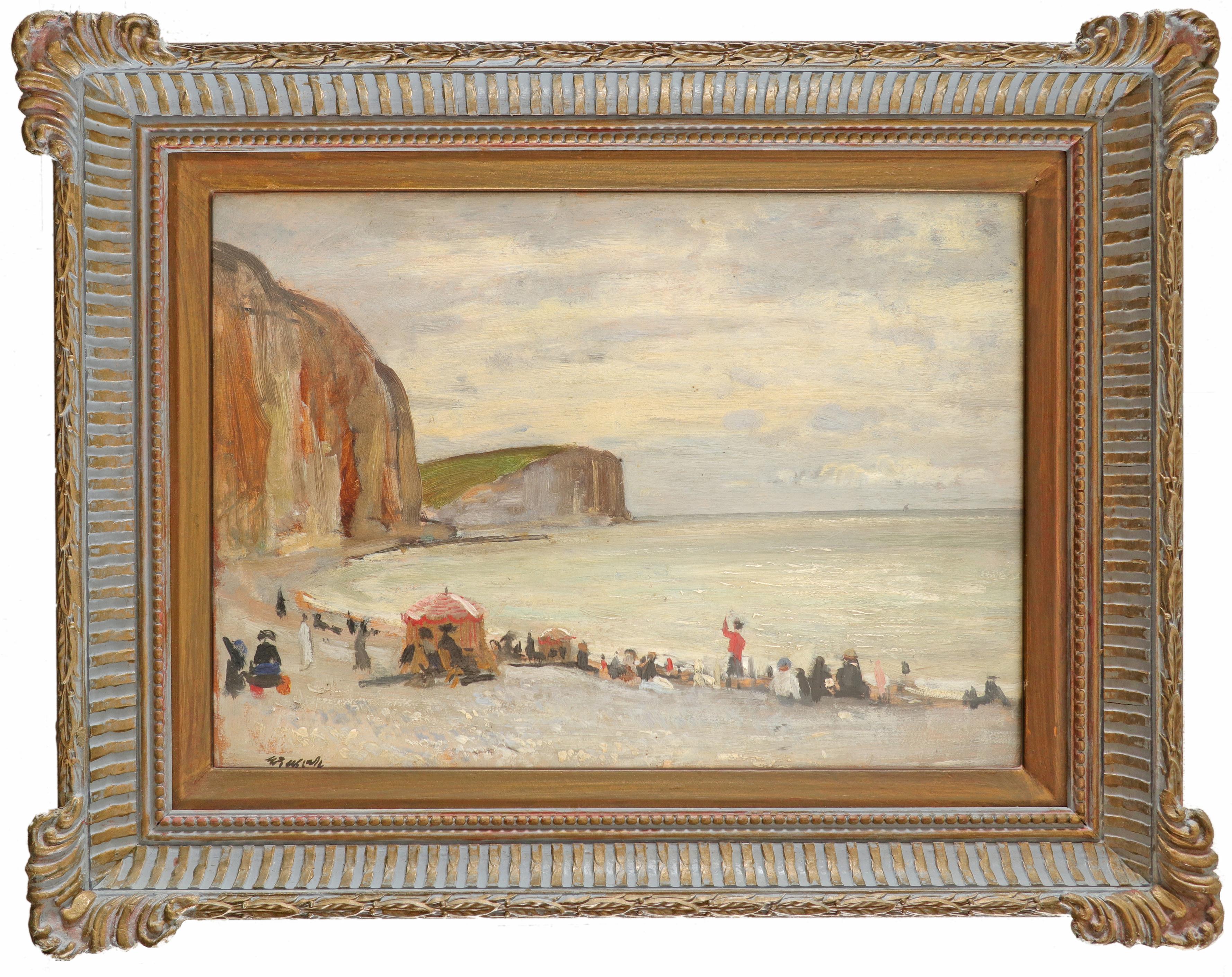 Sir Walter Westley Russell CVO, RA (1867-1949) Coastal landscape with figures on a beach Signed - Image 2 of 3