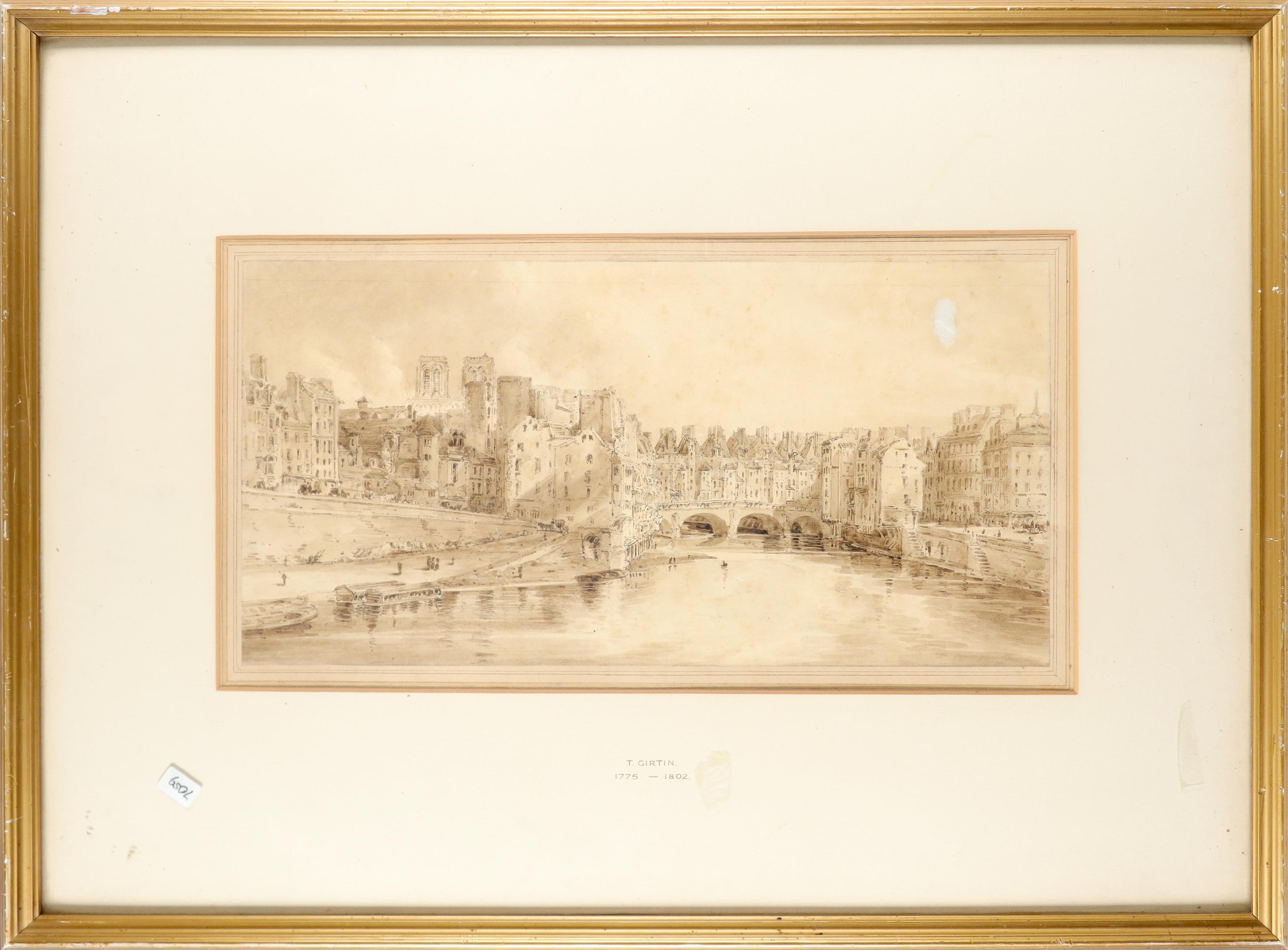 Thomas Girtin (1775-1802) View of Pont St. Michel taken from Pont Neuf Pencil and wash over an - Image 2 of 3