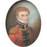 λEnglish School 19th Century Portrait miniature of Henry Leach of Corston, Pembrokeshire, in uniform