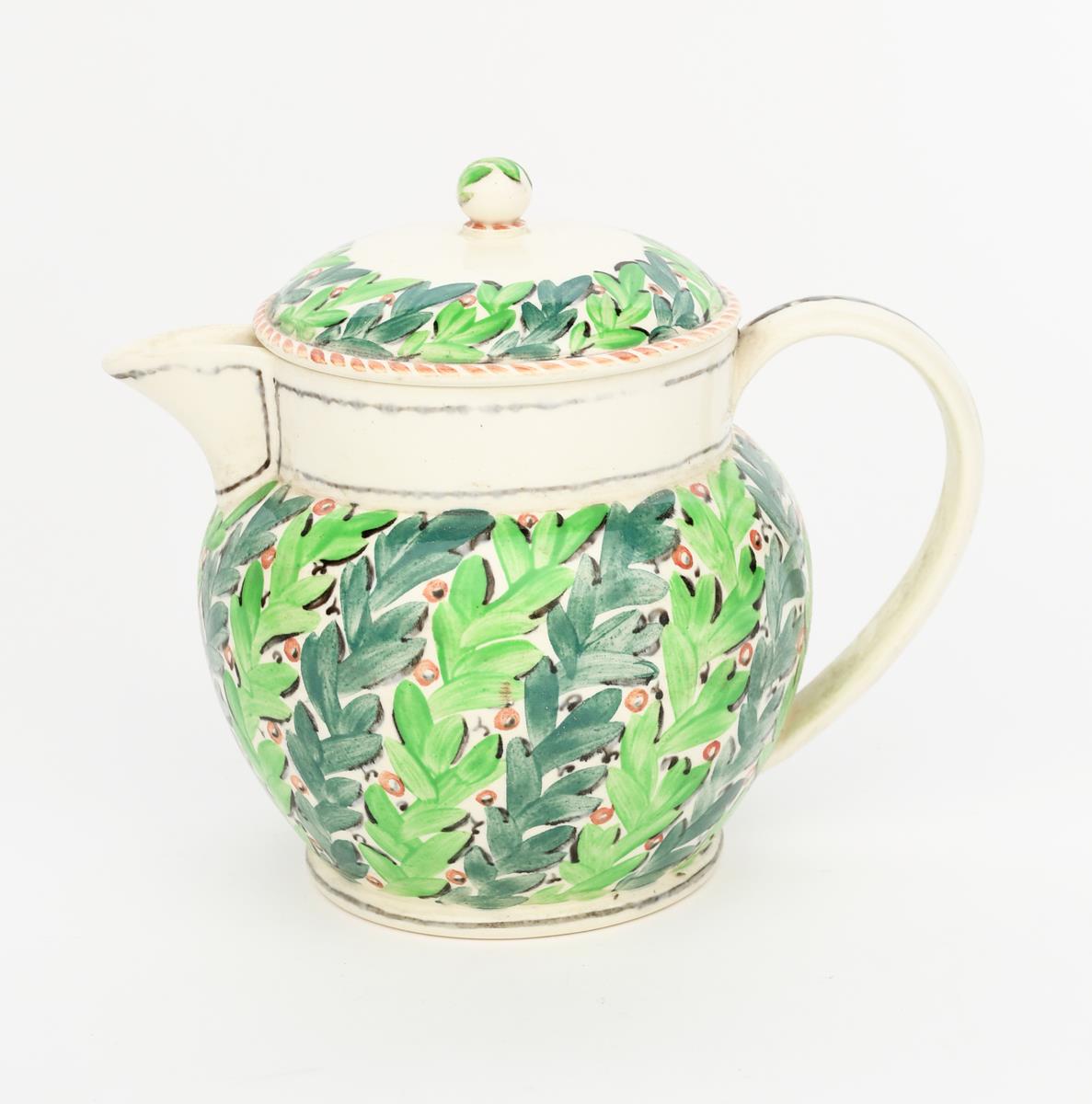 A Wedgwood jug and cover painted by Louise Powell, model no.4036, shouldered, ovoid form, painted