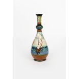 A Della Robbia Pottery bottle vase by Cassandia Annie Walker, the pear shaped body with knopped neck