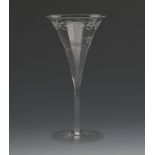 A James Powell & Sons Whitefriars flaring wine glass probably designed by Harry Powell, the