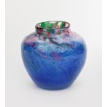 A Moncrieff's Monart Ware vase, model FZ 351, shouldered ovoid form, mottled green and purple rim,