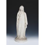 A Parian Ware figure of an allegorical woman probably Copeland or Minton, modelled standing her hand