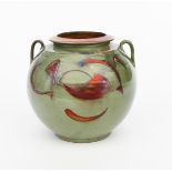 ‡Alan Caiger-Smith MBE (1930-2020) an Aldermaston Pottery vase, ovoid with twin-loop handles and
