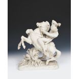 'Theseus' a Minton Parian Ware figure probably modelled by A Carrier-Belleuse, modelled riding a