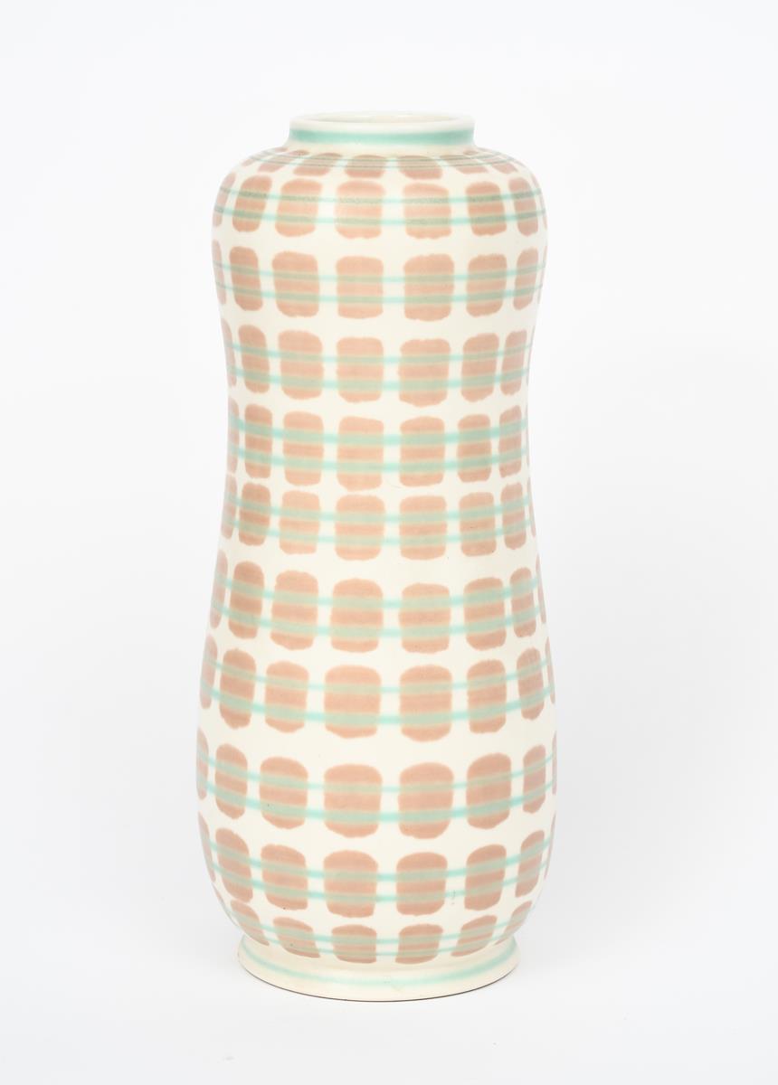 A Poole Pottery Contemporary vase designed by Alfred Read, waisted cylindrical form, pattern X/