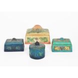 A Potters Art Guild Compton Pottery box and cover, rectangular section, cast in low relief with