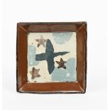 ‡John Maltby (1936-2020) a stoneware square dish with raised rim, painted to the well with a large