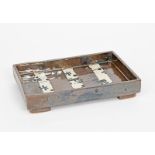 ‡John Maltby (1936-2020) a stoneware footed tray, rectangular section, painted to the well with