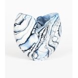 ‡Peter Layton (born 1937) Glacier vase, irregular pulled glass body, white with blue striations,