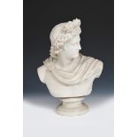 'Apollo' a Copeland Art Union of London Parian Ware bust after G Delpech, dated 1861, cast marks