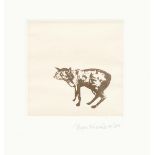 ‡Bryan Kneale MBE RA (born 1930) Cat lithographic print on linen, framed, Rhinoceros Beetle by