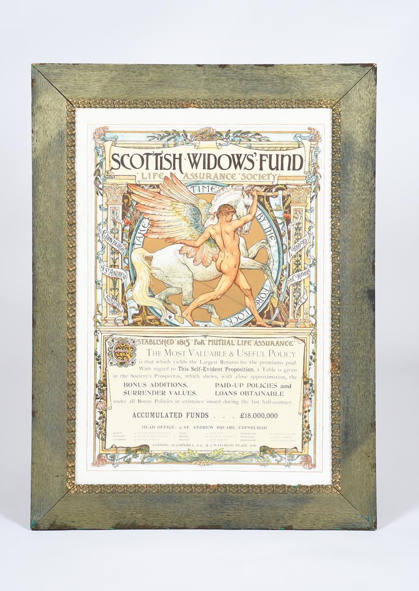 Walter Crane (1845-1915) Scottish Widow's Fund lithograph in colours, designed by Walter Crane and