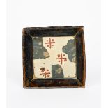 ‡John Maltby (1936-2020) a stoneware square dish, with raised rim, painted in resist to the well