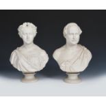 'Queen Victoria' and 'Prince Albert' a pair of Copeland Crystal Palace Art Union Parian Ware bust