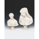 'Daphne of Clitie' a Parian Ware bust, on waisted socle, and another large Copeland Parian Ware