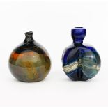 ‡Samuel J Herman (1936-2020) an ovoid vase with solifleur neck, dark blue cased with amber and and