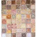 ‡Alan Caiger-Smith MBE (1930-2020) a fifty four tile panel, copper, ruby and golden lustre decorated