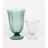 A Viennese glass vase the design in the manner of Josef Hoffmann, footed form with flaring bowl, cut
