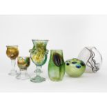 ‡Pauleen Solven (born 1943) tall goblet,1970 made at The Glasshouse, irregular clear glass with