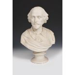 'William Shakespeare' a J & T Bevington Parian Ware bust, model no. 311, cast marks 37.5cm. high