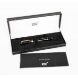 A Mont Blanc Boheme ladies fountain pen, in original fitted case, a Dunhill silver ruler pencil, a
