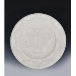 'Waste Not Want Not' a Copeland Parian Ware charger, modelled in low relief with radiating