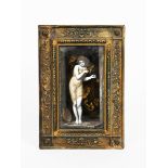 Dancing Girl a Limoges enamel plaque by Marie D'Ollendon, rectangular, painted with a woman in