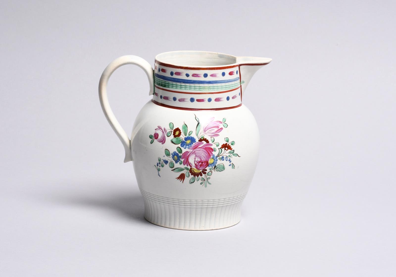 SUPPORT FOR SMUGGLING AGAINST TAXATION A rare pearlware jug, c.1787, the baluster body painted - Image 2 of 2