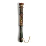 A WILLIAM IV PAINTED WOOD POLICEMAN'S TRUNCHEON C.1835 with a crown tip above 'R. W. IIII', above