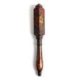 AN EARLY VICTORIAN PAINTED MAHOGANY POLICEMAN'S TRUNCHEON CORNWALL, DATED '1848' the square