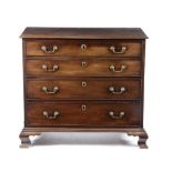 AN EARLY GEORGE III MAHOGANY CHEST C.1770 the rectangular top with a moulded edge, above four long