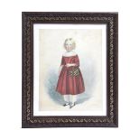 A FOLK ART NAIVE PORTRAIT PAINTING OF A YOUNG GIRL C.1840-50 watercolour, the standing girl