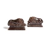 A PAIR OF STONEWARE POTTERY MODELS OF LIONS AFTER ANTONIO CANOVA (ITALIAN 1757-1822), 19TH CENTURY