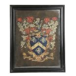 ENGLISH SCHOOL. A WATERCOLOUR HERALDIC PAINTING 19TH CENTURY depicting the coat of arms of the