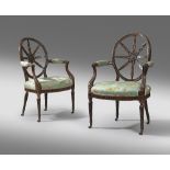 A PAIR OF GEORGE III MAHOGANY OPEN ARMCHAIRS; IN THE MANNER OF THOMAS CHIPPENDALE, C.1775 each