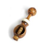 A TREEN MAPLE NUTCRACKER POSSIBLY FRENCH, MID-19TH CENTURY with a screw-action, a ball handle and