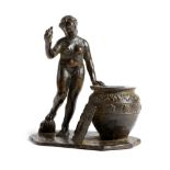 A BRONZE INKWELL AFTER PETER VISCHER THE YOUNGER (GERMAN 1487-1528) with a naked female figure,