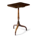 A REGENCY ELM TRIPOD OCCASIONAL TABLE EARLY 19TH CENTURY the rectangular fixed top with rounded