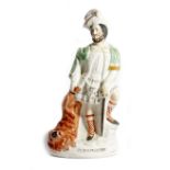 A STAFFORDSHIRE POTTERY FLATBACK FIGURE OF THE 'LION SLAYER' MID-19TH CENTURY depicting Roualeyn