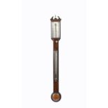 A GEORGE III MAHOGANY STICK BAROMETER BY G. & C. DIXEY LONDON, C.1800 the silvered dial with an