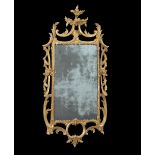 AN EARLY GEORGE III GILTWOOD WALL MIRROR CHIPPENDALE PERIOD, C.1765 the original plate within a
