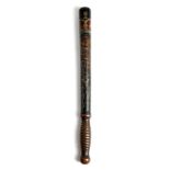 A GEORGE III PAINTED WOOD POLICEMAN'S TRUNCHEON SOMERSET, EARLY 19TH CENTURY painted with a crown,