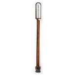 A GEORGE III MAHOGANY STICK BAROMETER BY BANKS LONDON, C.1800-10 the silvered arch dial with an